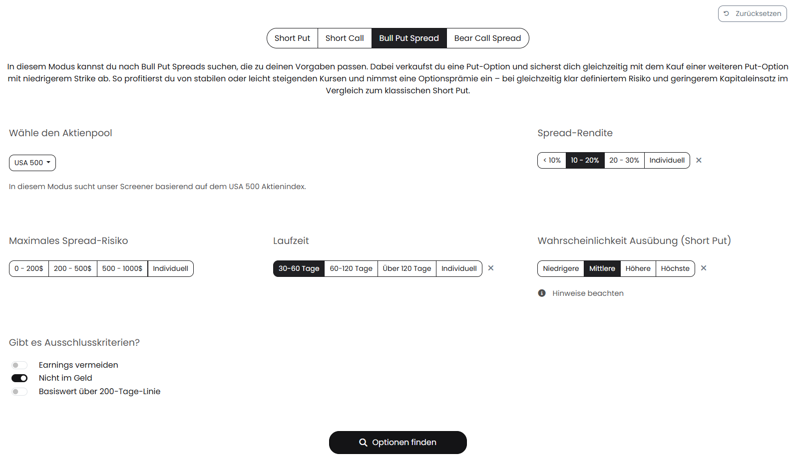 ezzy Vertical Spread Suche