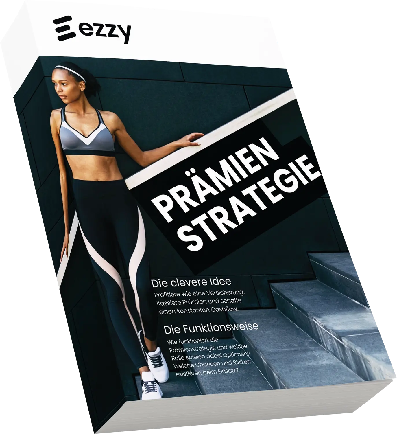 E-Book Cover zu Prämienstrategien mit einer Frau in Sportkleidung.