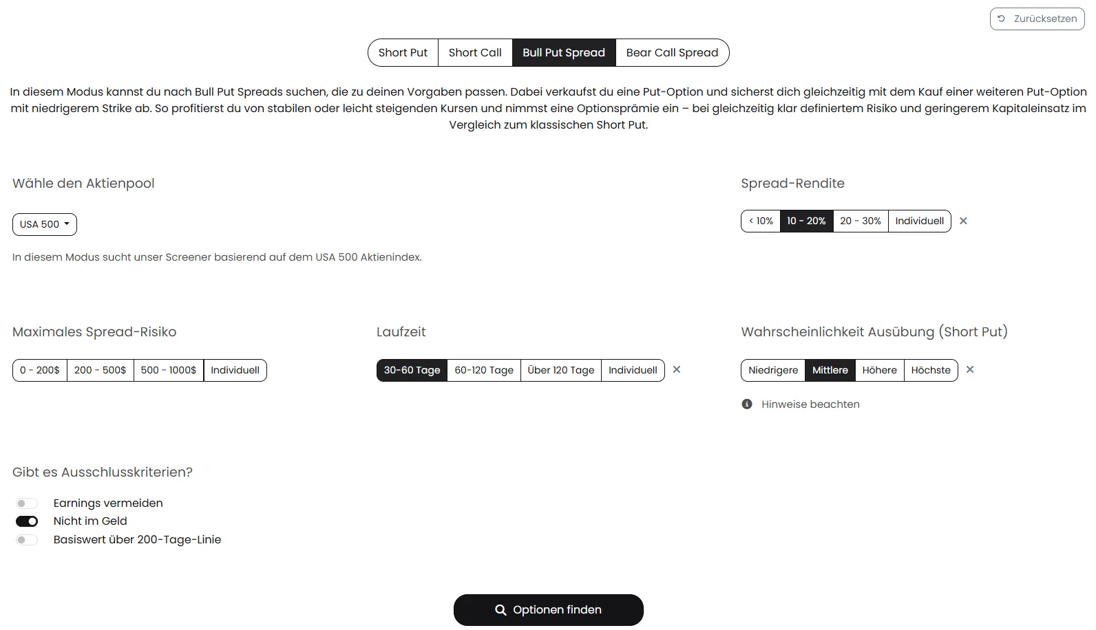 ezzy Vertical Spread Suche